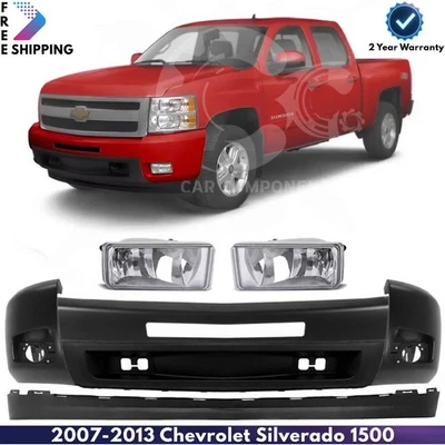 Front Bumper Kit With Fog Lights Set For 2007-2013 Chevrolet Silverado 1500 Foto 1 de 4