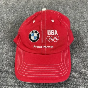 Vintage USA Olympic Team Hat Cap BMW Red OSFM Unstructured Curved Bill - Picture 1 of 9