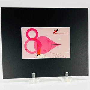 Postal mate Flamencos Charley Harper Birds negra estilo B lista para enmarcar - Imagen 1 de 1