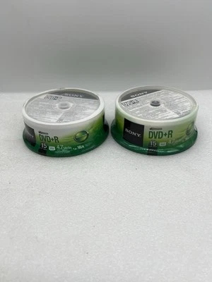 2 SONY RECORDABLE ACCUCORE DVD+R 120 MIN 4.7GB/G-16X NEW SEALED 15 PK - Image 1 of 3