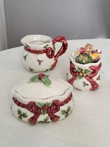 FITZ AND FLOYD SUGAR CREAMER trinket box HOLIDAY TOYS 1994 CHRISTMAS SET RARE - Picture 1 of 12