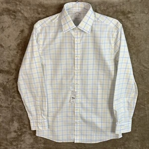 Brooks Brothers Mens Soho Fit Shirt Size 15.5-32 Yellow Blue Check Non Iron NWT - Picture 1 of 17
