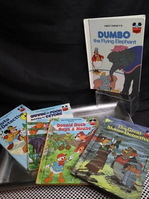 Dumbo 1st Ed Disney Book Club Lot x5 Winnie the Pooh Donald Duck Pluto Mouse Det - Image 1 of 4