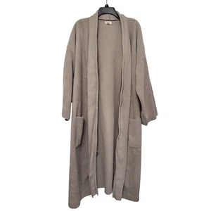 World Market Duster Damen One Size Strickjacke Mantel Reißverschluss weite Ärmel grau taupe - Bild 1 von 10