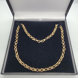Oro Amarillo 9ct 50 Diamante Corte de Belcher Cadena 61cm/24'