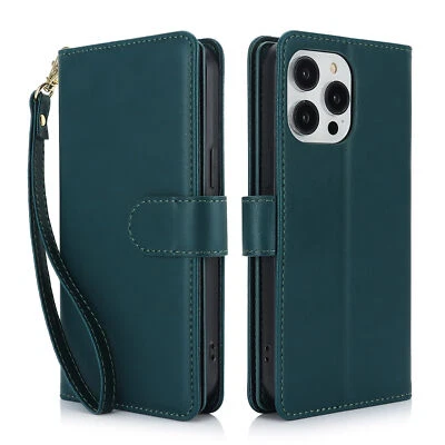 Leather Phone Case For iPhone 16 15 Pro Max 14 Plus 13 12 11 Flip Wallet Cover - Image 1 of 4
