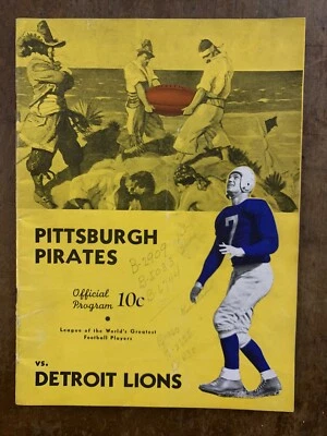 1937 “Rare”Pittsburgh Pirates vs DETROIT NFL football program/DUTCH CLARK-COVER! - Image 1 of 4