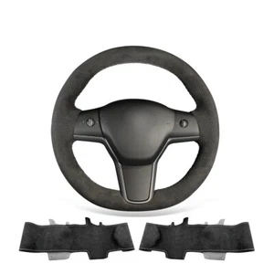 MEWANT DIY Alcantara Steering Wheel Cover Wrap for Tesla Model 3 2017-2020 - Picture 1 of 11