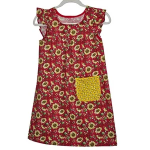 Handmade Girls Sleeveless Sunflower & Bee Print Dress With Pocket Size 10 - Bild 1 von 6