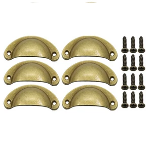 6/12X Cup Handle Shell Pull Kitchen Cabinet Cupboard Door Furniture Drawer UK - Picture 1 of 24