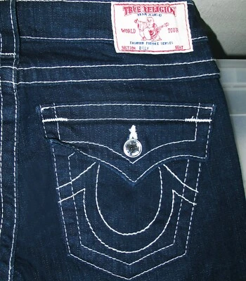 HOT Women's TRUE RELIGION BILLY STRAIGHT DISCO CRYSTAL DARK STRETCH Jeans 27 x34 - Image 1 of 4
