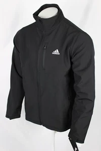 Adidas Golf Men's Softshell Jacket Full Zip Black / White Logo Zip Pockets - Picture 1 of 5