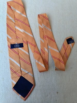 Corbata de seda J.Press New York naranja a rayas Japón hecha a mano Foto 1 de 4