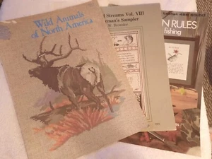Lote De 3 Libros Punto De Cruz Agujas Patrones De Colección Caza, Pesca, Animales - Imagen 1 de 11