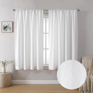 Grace White Curtains For Bedroom 63 Inch Length 2 Panels Soft Fabric 38" X 63" - Picture 1 of 12