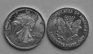 (100) 1 GRAM.999 PURE SILVER ROUND WALKING LIBERTY DESIGN b7 - Picture 1 of 1