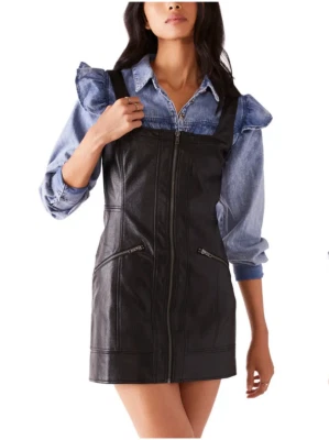 Minivestido Free People Johnny imitación cuero negro talla 4 Foto 1 de 2