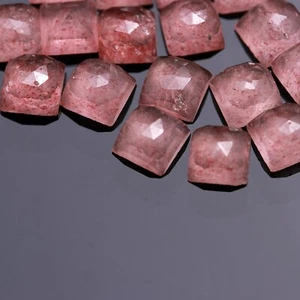 Strawberry Quartz Square Rose Cut 6x6mm To 20x20mm Natural Loose Gemstone C070 - Picture 1 of 6