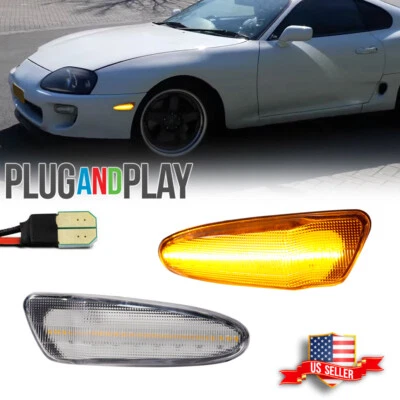 Luces de señalización laterales LED ámbar transparente para parachoques delantero Toyota SUPRA MK.4 1997-1998 Foto 1 de 4
