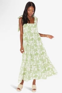 Show Me Your MuMu Arabella Maxi Dress Linen Blend Ruffles Small - Picture 1 of 12
