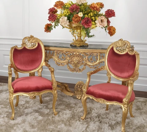 Elegant Pair of French Baroque Rococo Fireside Chairs Cover