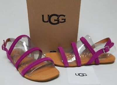 UGG Mytis Sz 6 M EU 37 Women's Suede Slingback Flat Sandals Dragon Fruit 1121594 - Image 1 of 4