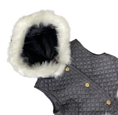 Chaleco con Capucha Acolchado Savannah Niño Pequeño Niñas 4T Gris a Presión Blanco Piel Sintética NUEVO Foto 1 de 4