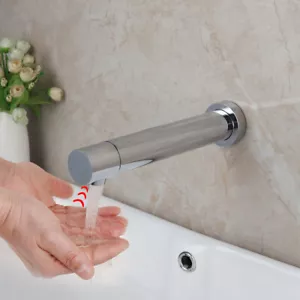 Grifo mezclador de latón cromado de baño grifo sensor automático grifos sin contacto montados en pared - Imagen 1 de 11