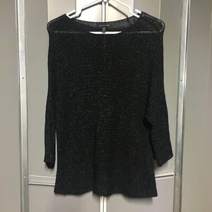 Blusa de lana negra brillante EILEEN FISHER, XS - Imagen 1 de 7