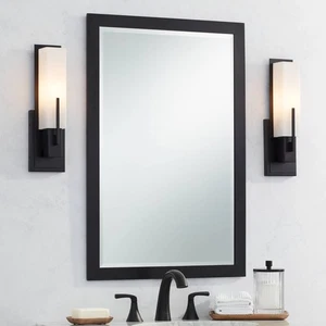 Midtown Modern Wall Light Sconces Set of 2 Black Hardwired 4 1/2" Fixture White - Picture 1 of 8