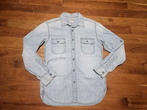 Mens Lucky Brand Cotton/Denim Look Blue Button Down Shirt Sz Small - Picture 1 of 11