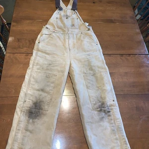 Carhartt Tan Boys Size 12 Bib Overalls Grunge Destroyed - Picture 1 of 17
