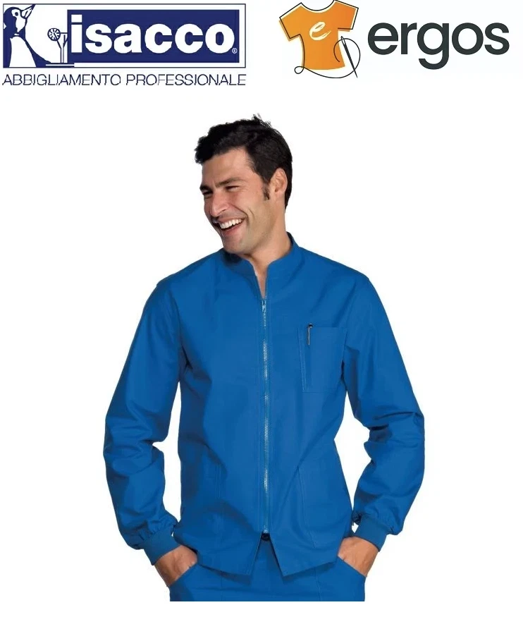 Isacco Casacca SAMARCANDA Unisex Polsi Maglia in 100% Cotone Azzurro Ospedale
