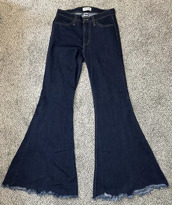Judy Blue Denim Super Flare Bell Bottom Blue Jeans Raw Hem Boho Women's 5/27 - Image 1 of 4
