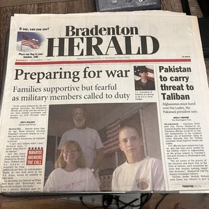 Bradenton Herald Front Section September 17, 2001 Preparing For War 9-11 - Picture 1 of 5