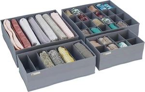 Organizzatore Cassettiera Porta Abiti Cartellabile Set di 4 Grigio - Foto 1 di 7