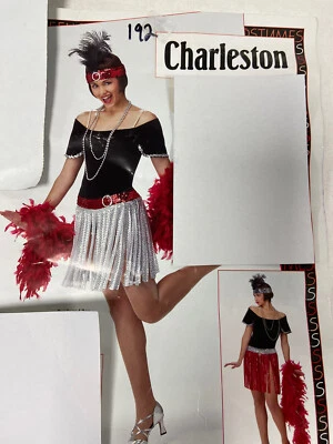 1920's Women’s Charleston "Red Black Silver" Flapper Costume Size Small - Изображение 1 из 3