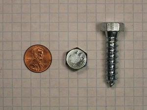 HEX HEAD LAG SCREW #3/8" x 1-1/2", STEEL, ZINC-PLATED, 9/16" WIDTH ACROSS FLATS - Picture 1 of 1