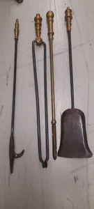  Antique Fireplace Tools Set Iron brass  Fire Place Tool set  Accessories - Picture 1 of 6