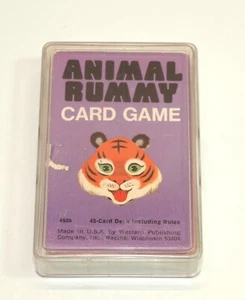 Vintage Whitman No. 4908 ANIMAL RUMMY Card Game w/ Plastic Box 100% COMPLETE - Picture 1 of 4