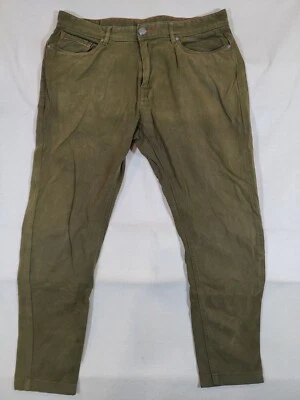 Pantalones de mezclilla Hugo Boss para hombre 34x32 ajustados cinco bolsillos tiro bajo verde oliva Foto 1 de 4