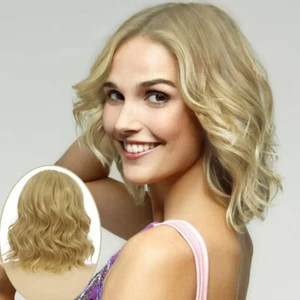Blonde Short Wig curly women natural shoulder length highlight synthetic cosplay - Picture 1 of 12