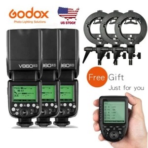 US 3*Godox V860II-S 2.4G TTL Flash Speedlite+ Xpro-S Trigger+S Bracket For Sony - Picture 1 of 11