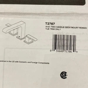 Delta T2767 Ara Double Handle Deck Mounted Roman Tub Filler Trim, Chrome - Picture 1 of 2