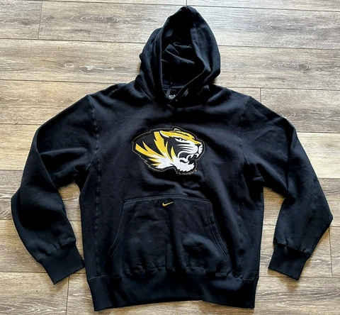 Nike Mizzou Black Graphic Swoosh Logo Pocket Hoodie Sweatshirt Adult Size Large Cover