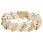 Lucien Piccard Cultured Pearl Yellow Gold Three Row Bracelet