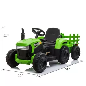 Kids Ride On Tractor with Trailer 12V Battery Powered Toy - Picture 1 of 13