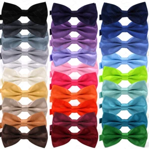 Bowtie Mens Adjustable Formal Wedding Party Necktie Bow Tie Solid Color Tuxedo - Picture 1 of 28