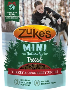 Zuke's Mini Naturals Trees Dog Training Treats Turkey and Cranberry Recipe, Soft - Picture 1 of 10