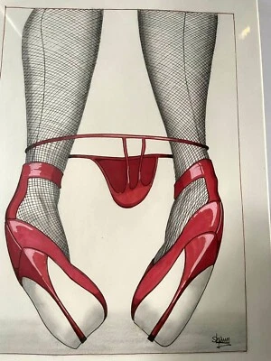 Dibujo Original Pintura Boceto Abstracto Desnudo Pasión Amantes Modernos Firmado en el Reino Unido  Foto 1 de 4